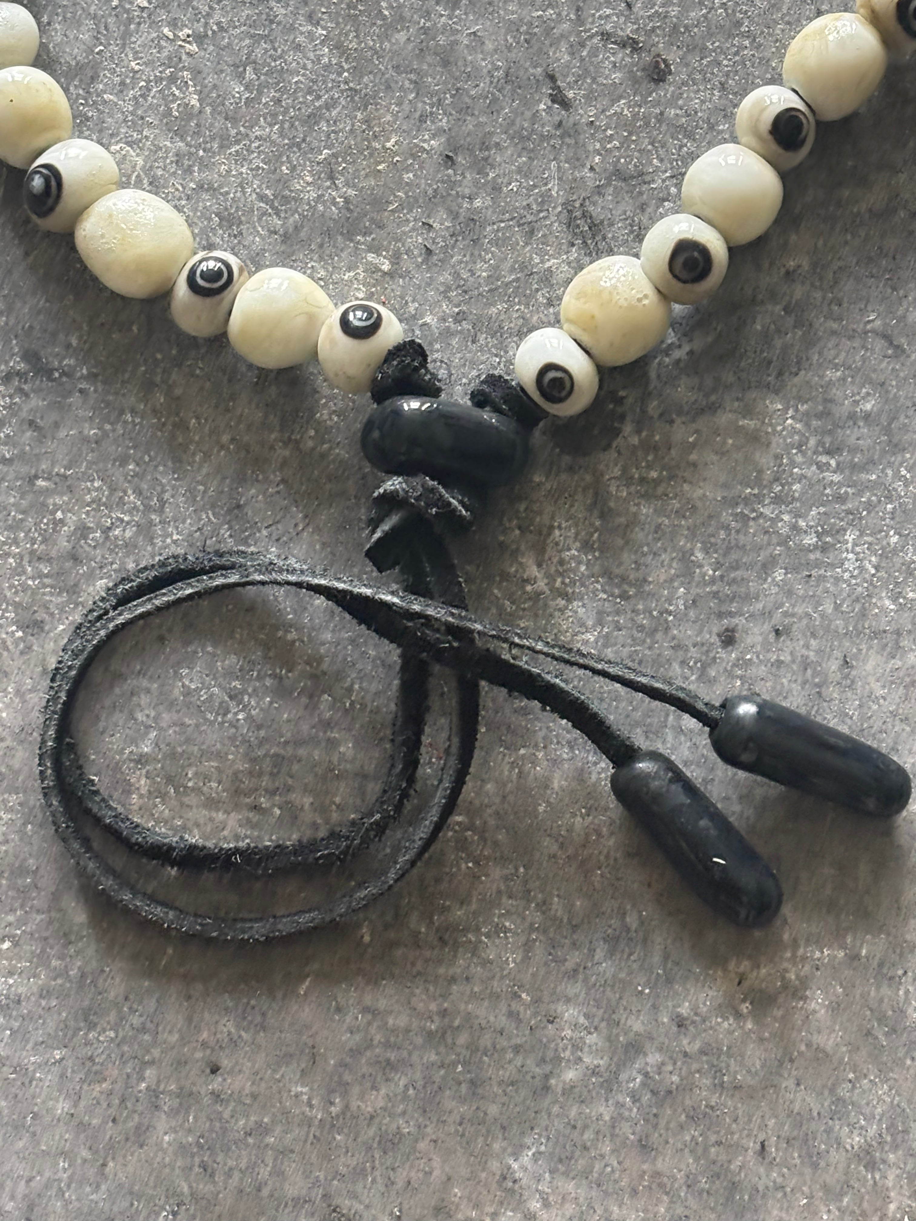 All-Seeing-Eye and Boroque Glass Pearls Necklace, Handmade from Foraged Glass