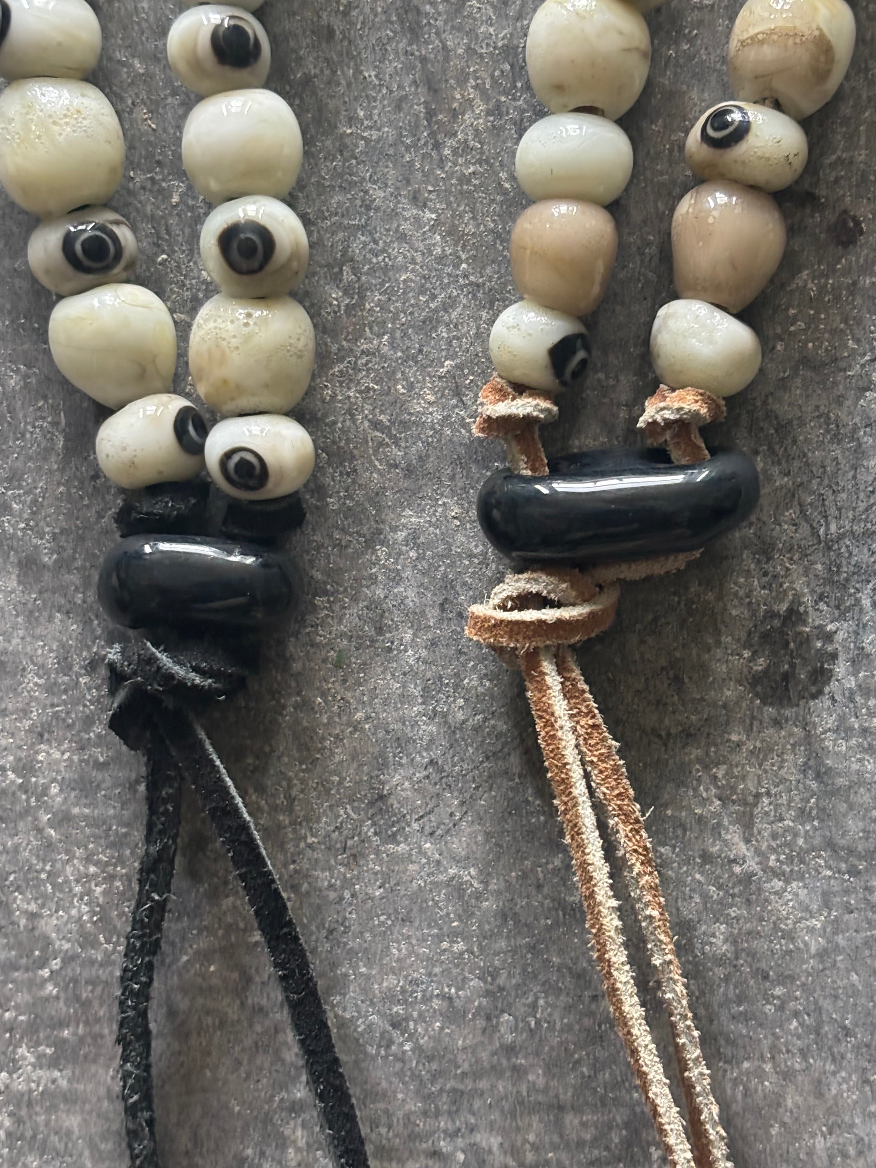 All-Seeing-Eye and Boroque Glass Pearls Necklace, Handmade from Foraged Glass