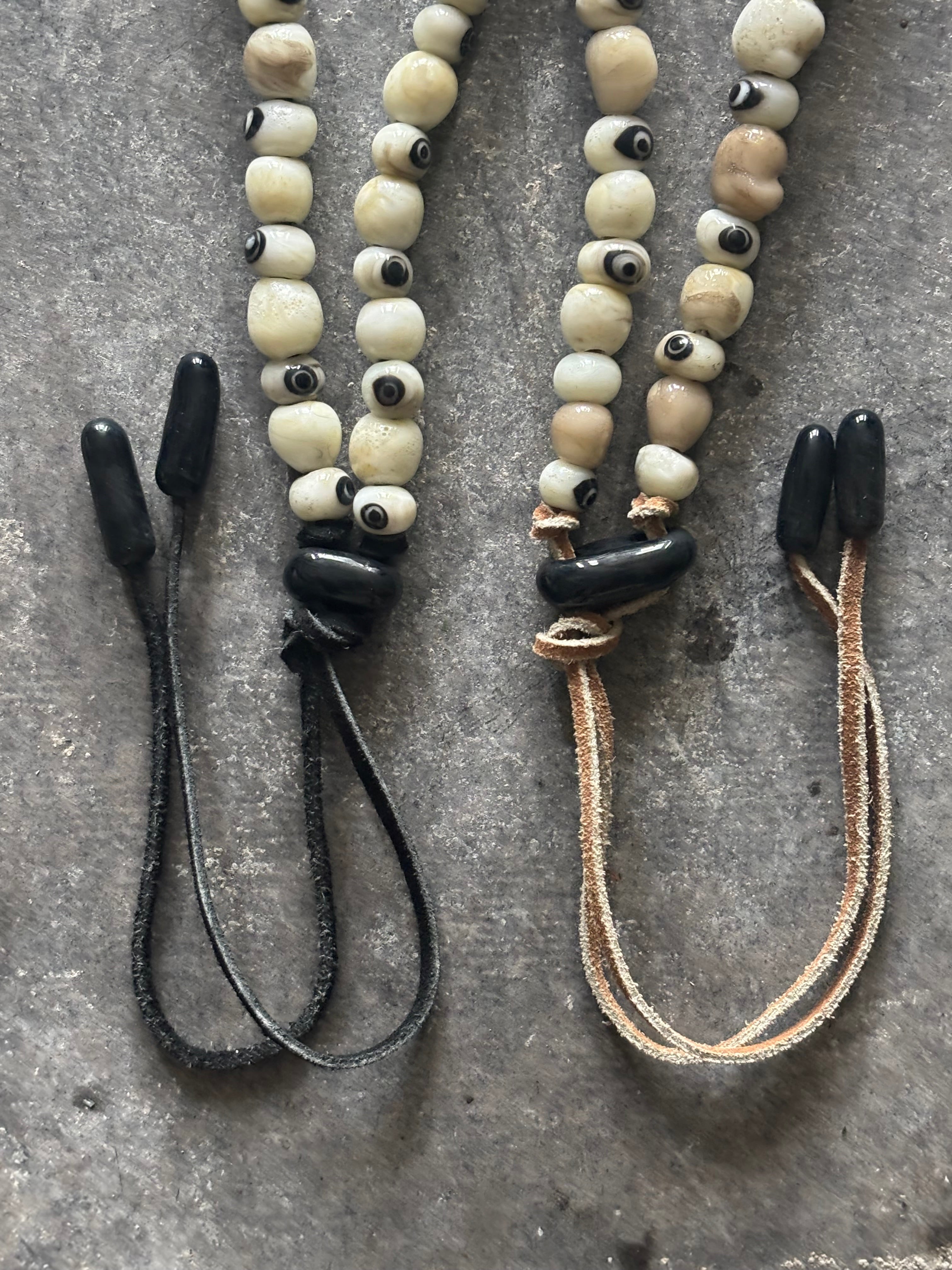 All-Seeing-Eye and Boroque Glass Pearls Necklace, Handmade from Foraged Glass