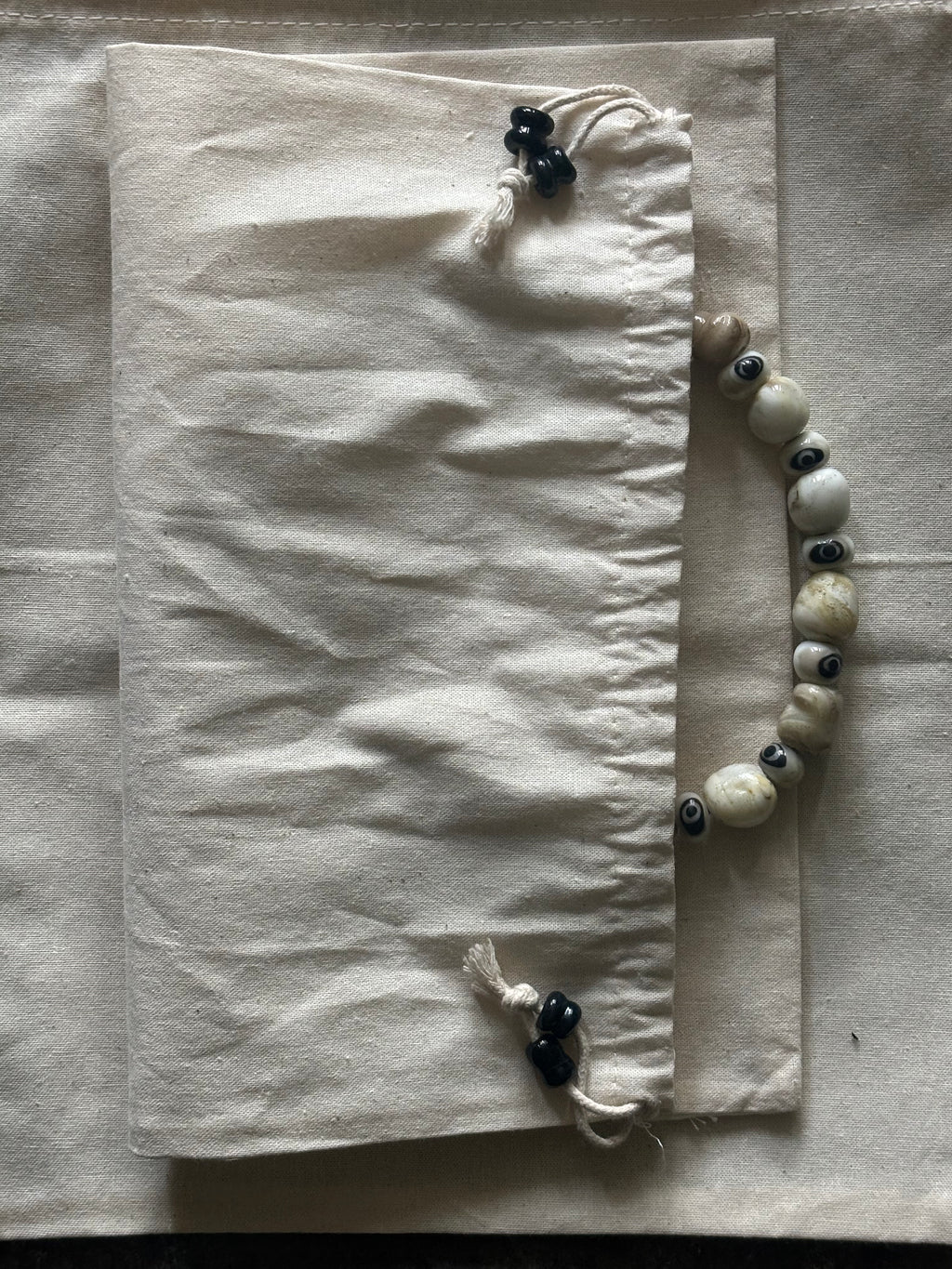 All-Seeing-Eye and Boroque Glass Pearls Necklace, Handmade from Foraged Glass