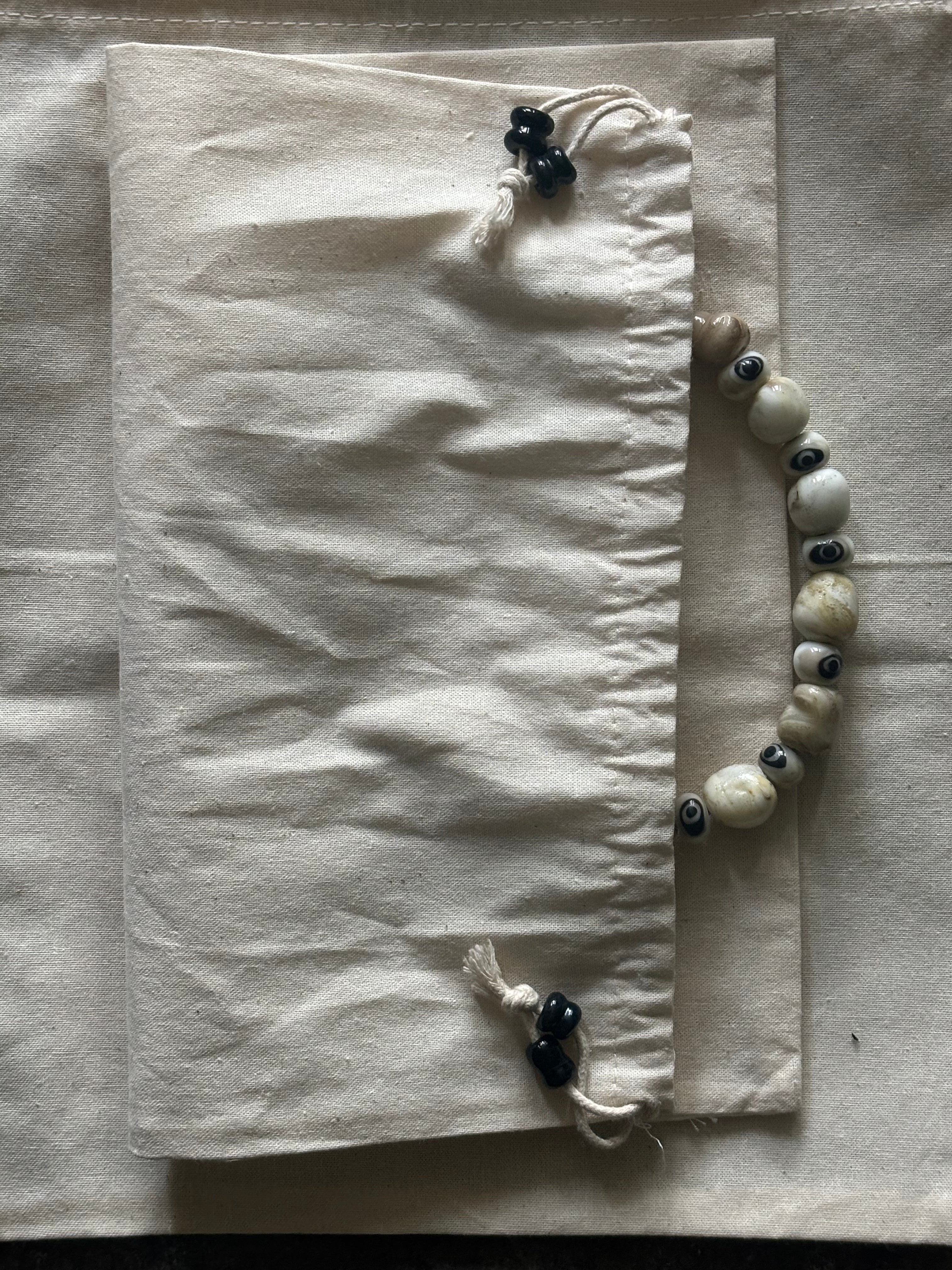 All-Seeing-Eye and Boroque Glass Pearls Necklace, Handmade from Foraged Glass