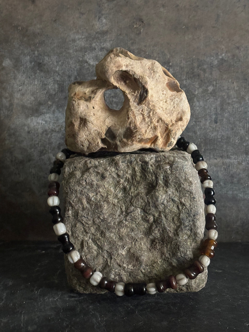 Tidal Hourglass Necklace with Handmade Beads from Foraged Glass