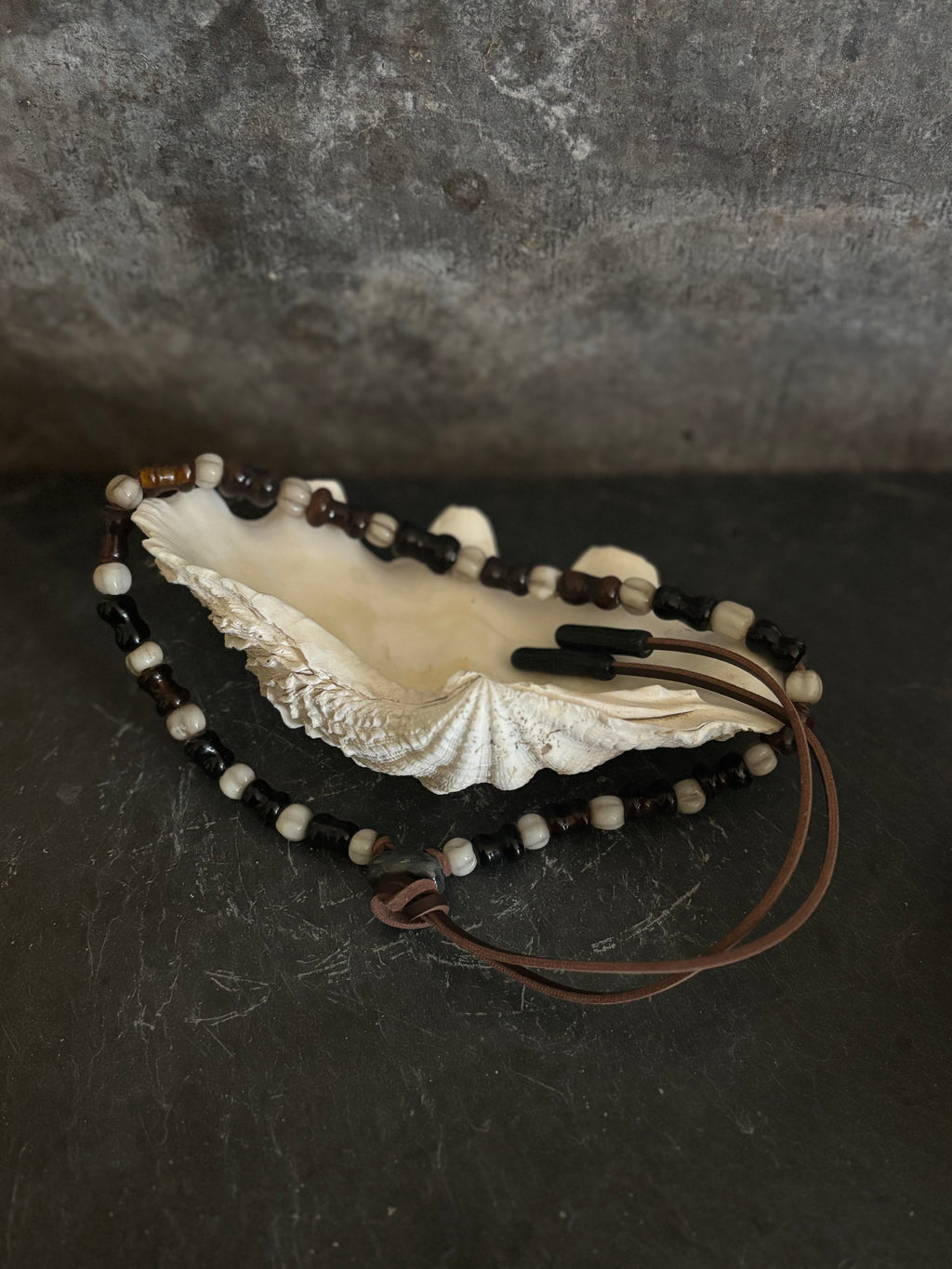 Tidal Hourglass Necklace with Handmade Beads from Foraged Glass