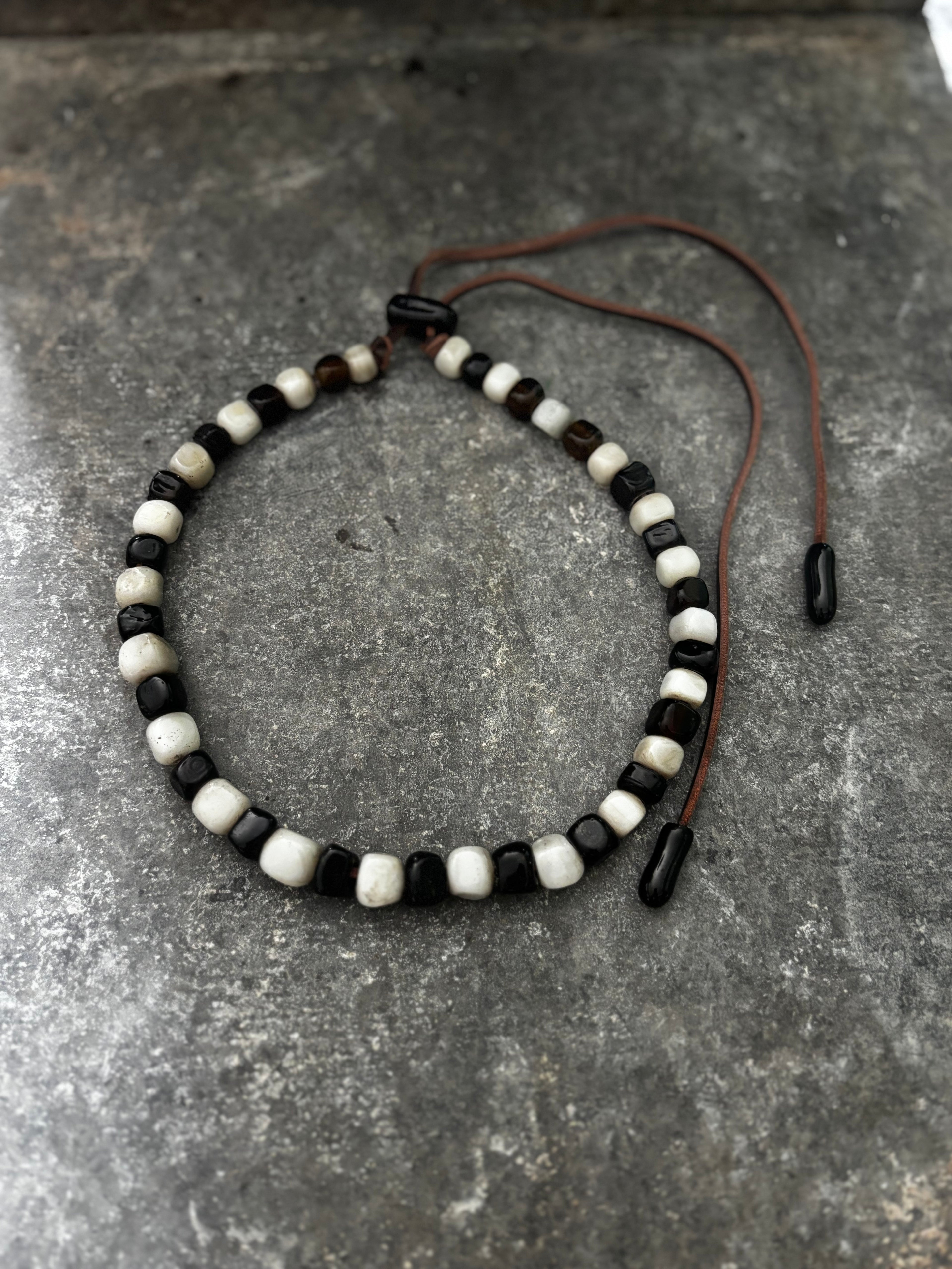 Salt of the River Necklace with Handmade Beads from Foraged Glass