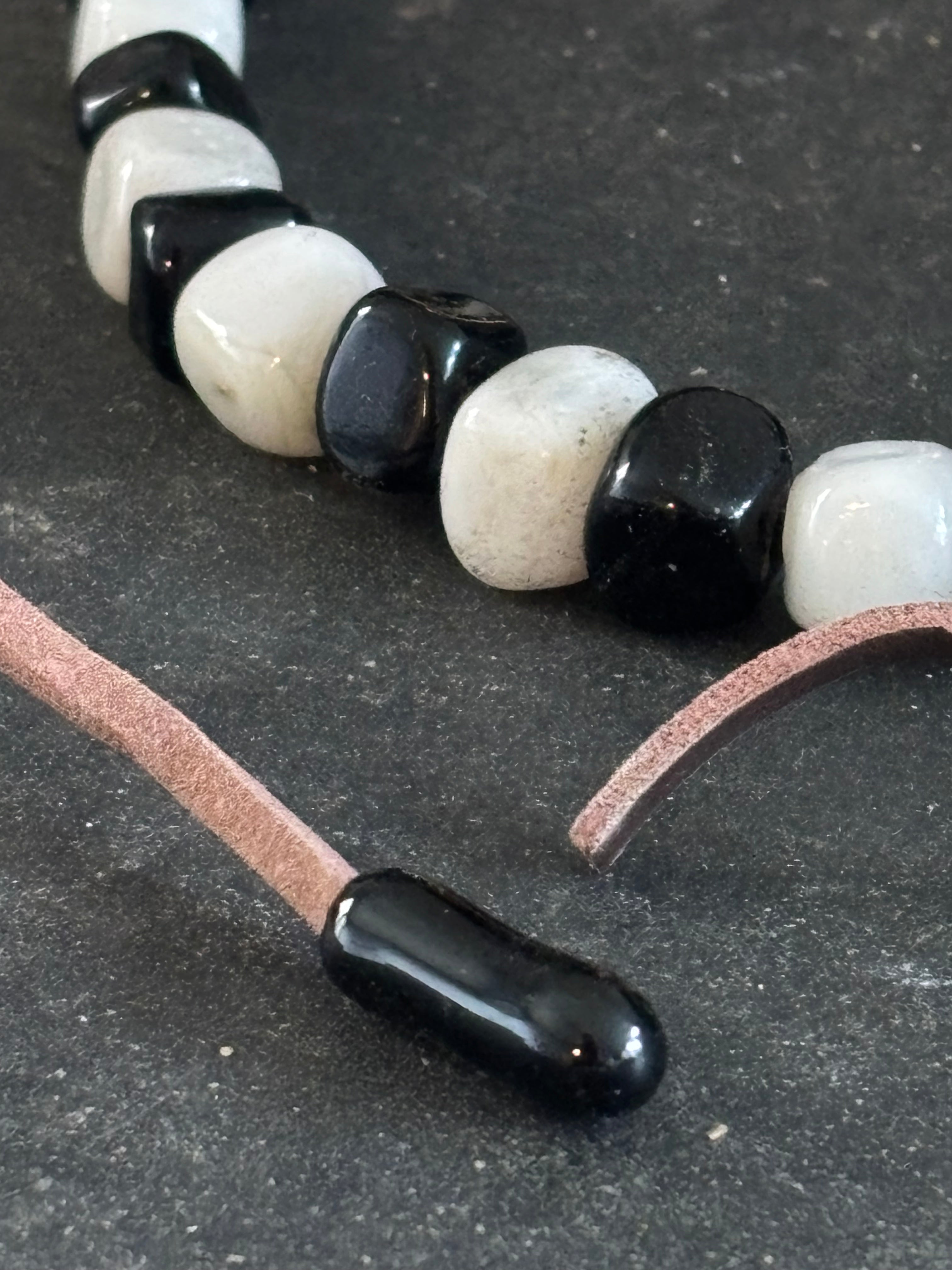 Salt of the River Necklace with Handmade Beads from Foraged Glass