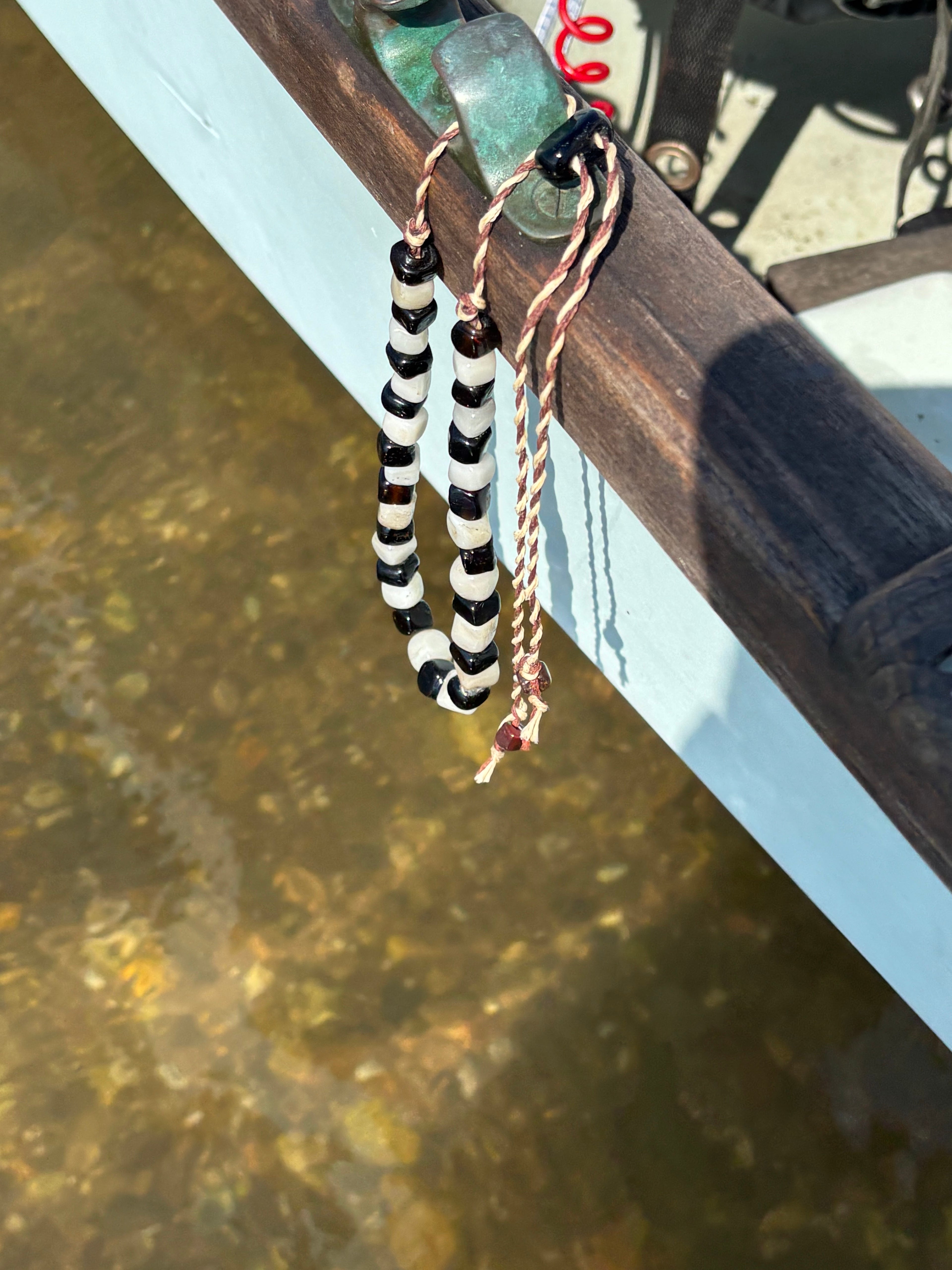 Salt of the River Necklace with Handmade Beads from Foraged Glass