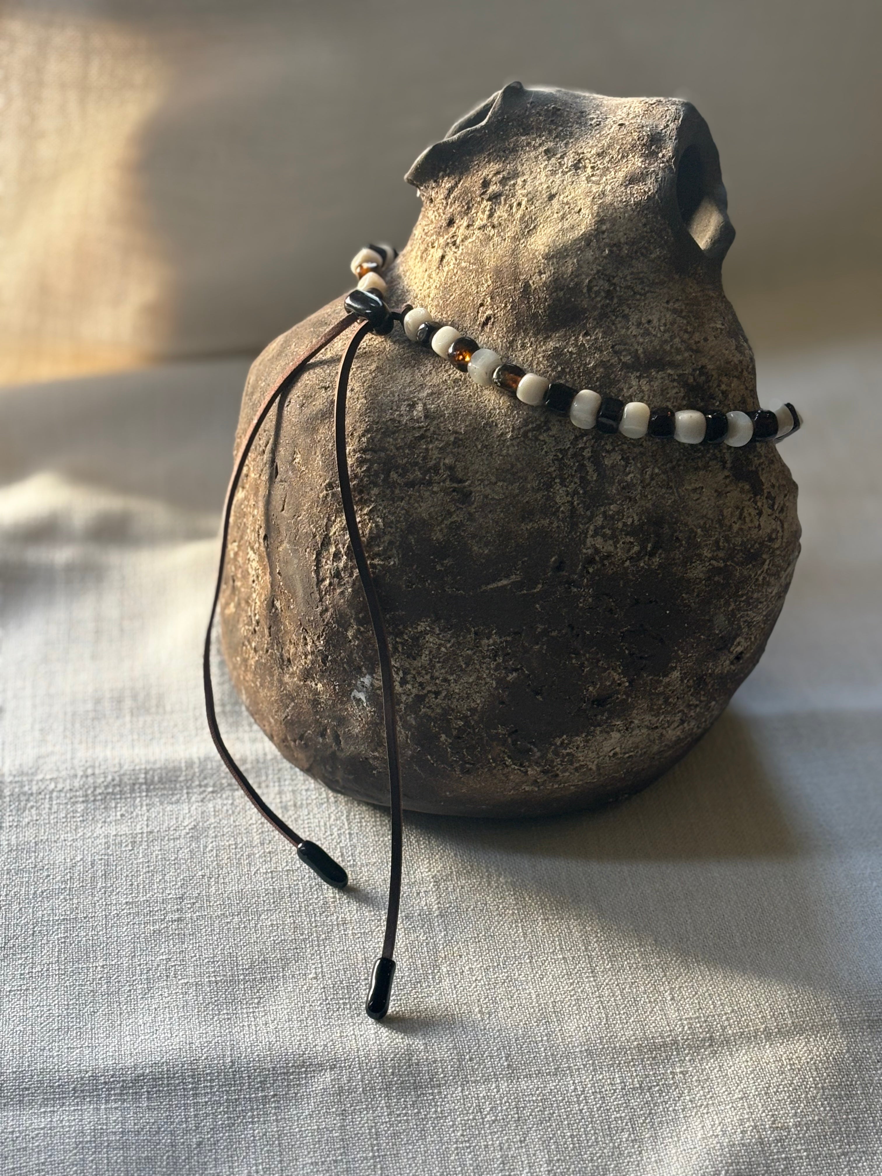 Salt of the River Necklace with Handmade Beads from Foraged Glass