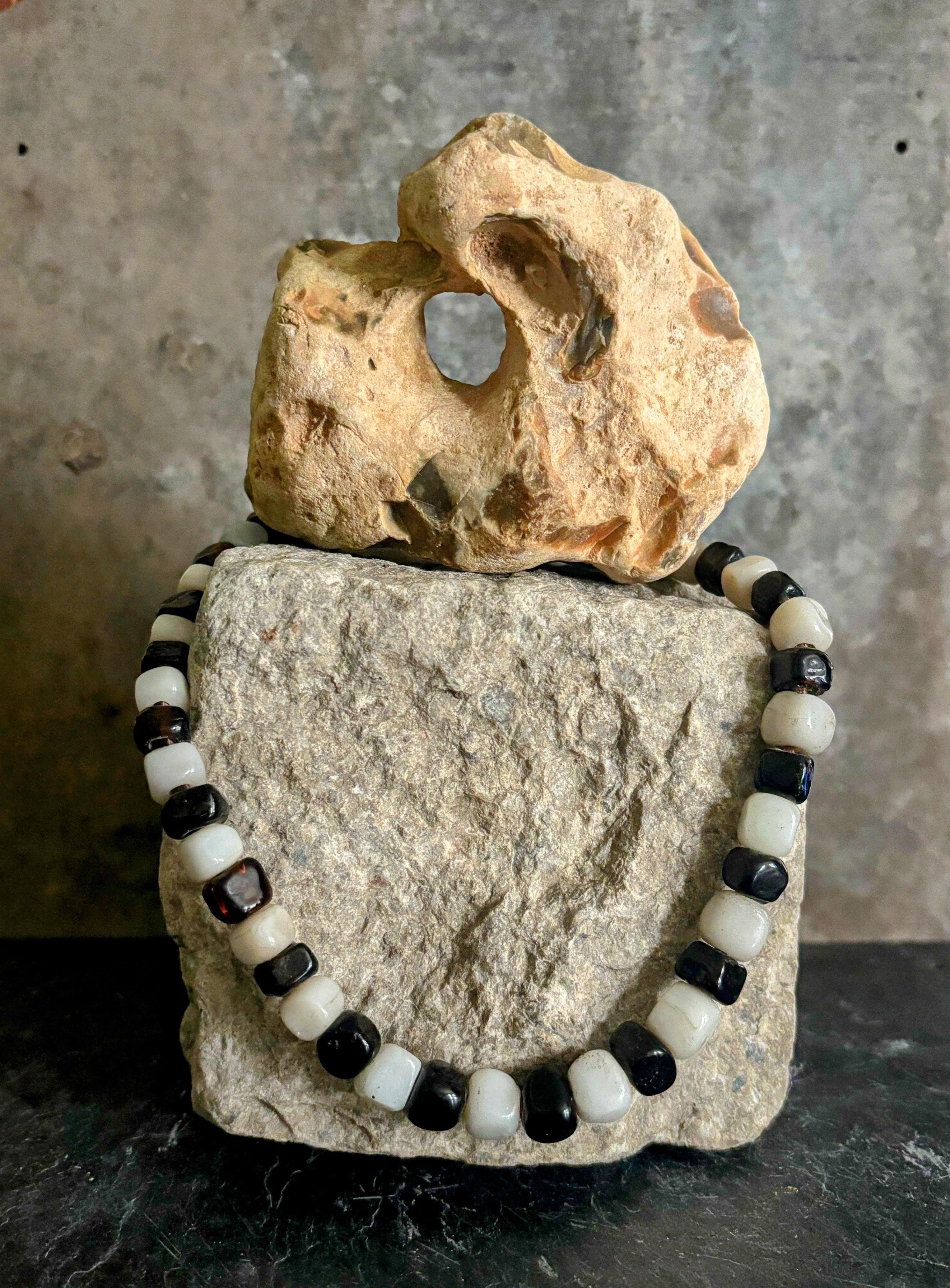 Salt of the River Necklace with Handmade Beads from Foraged Glass